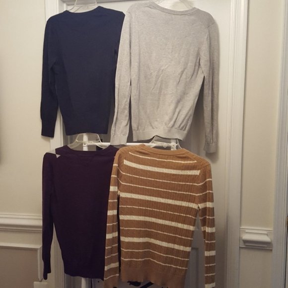 TOMMY HILFIGER Sweaters Academia lot 4 Cotton Preppy Argyle Stripe Fall V-Neck - Picture 3 of 5